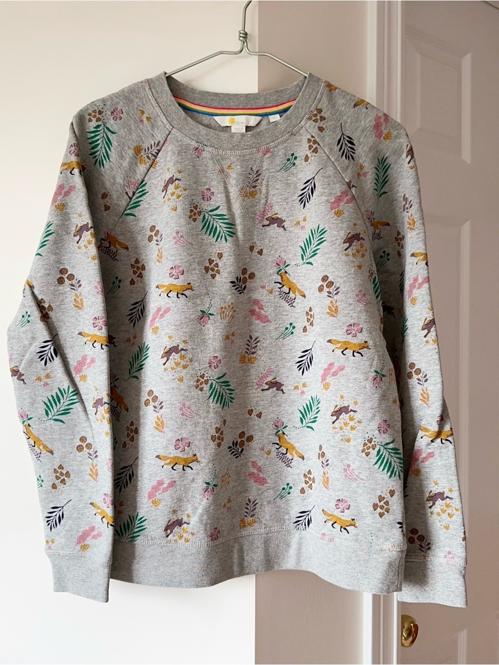 Boden Gray Sweatshirt with Fox & Floral Print